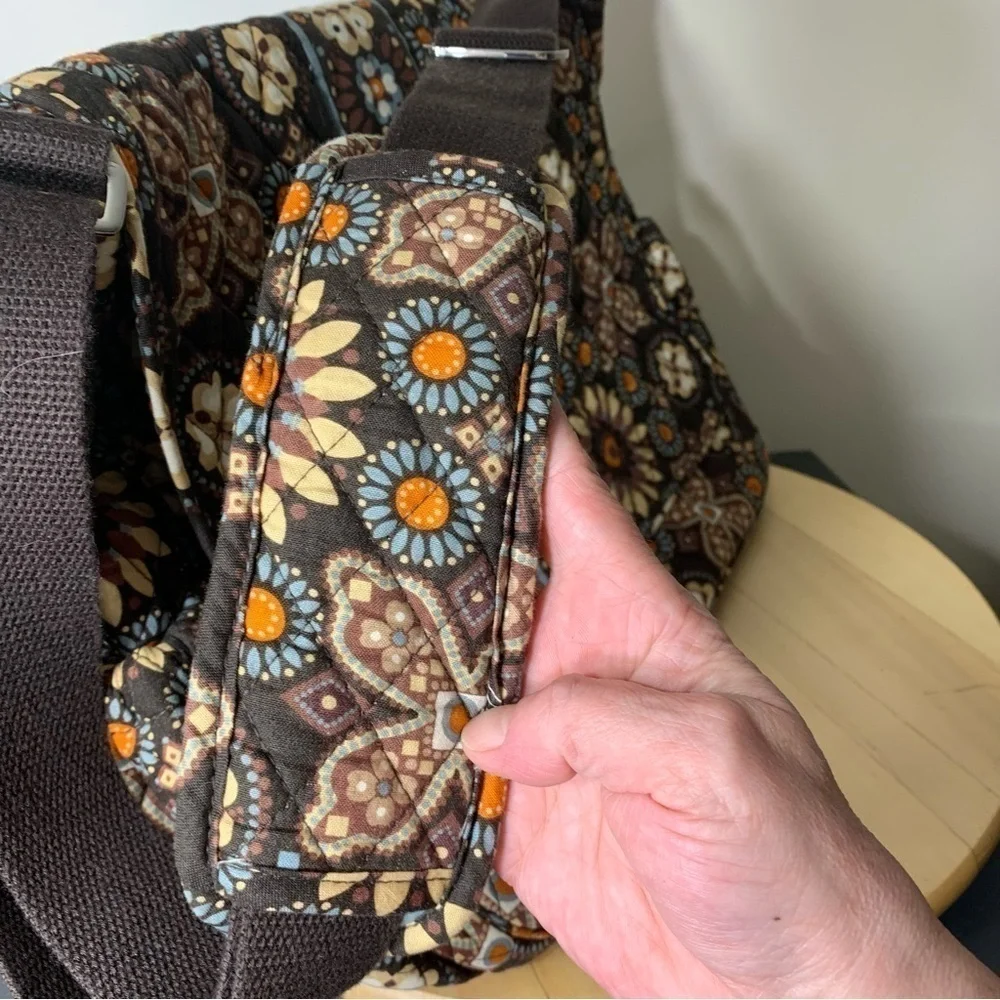 Vera Bradley Crossbody Baby Diaper Messenger Floral Travel Bag Brown Ajust Strap - Picture 11 of 13